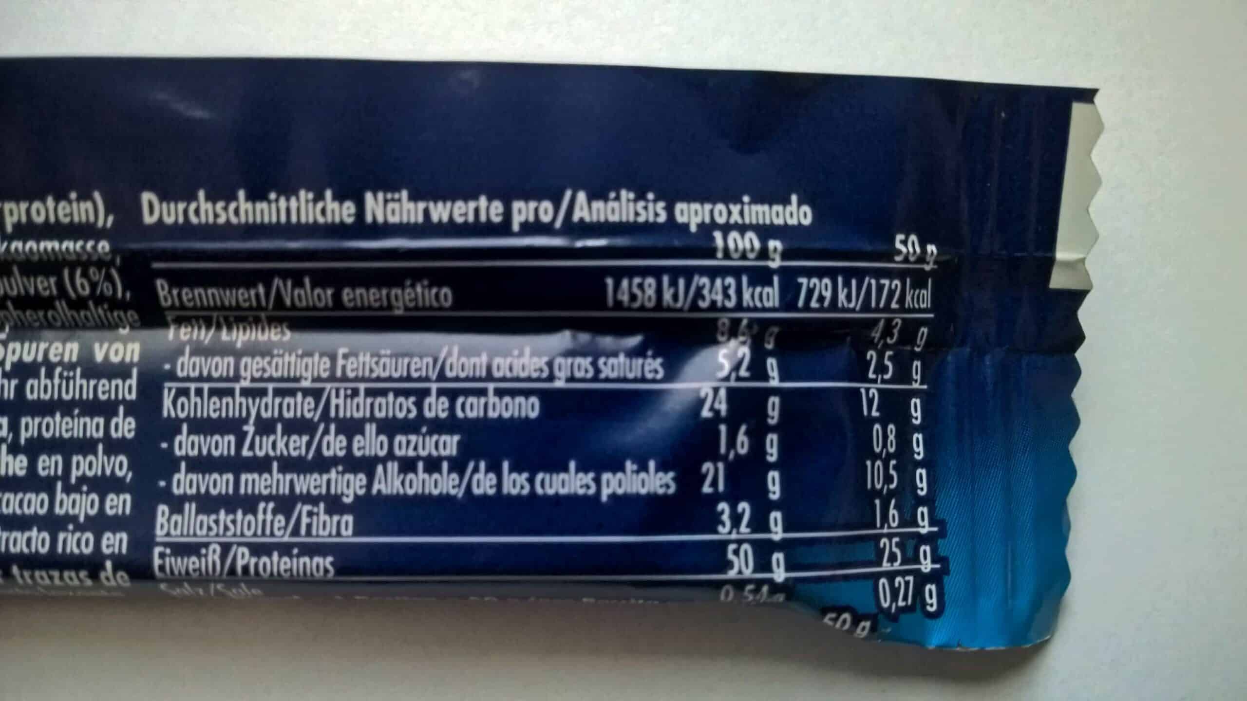 Multipower 50% Protein Bar Schokolade Nährwerte