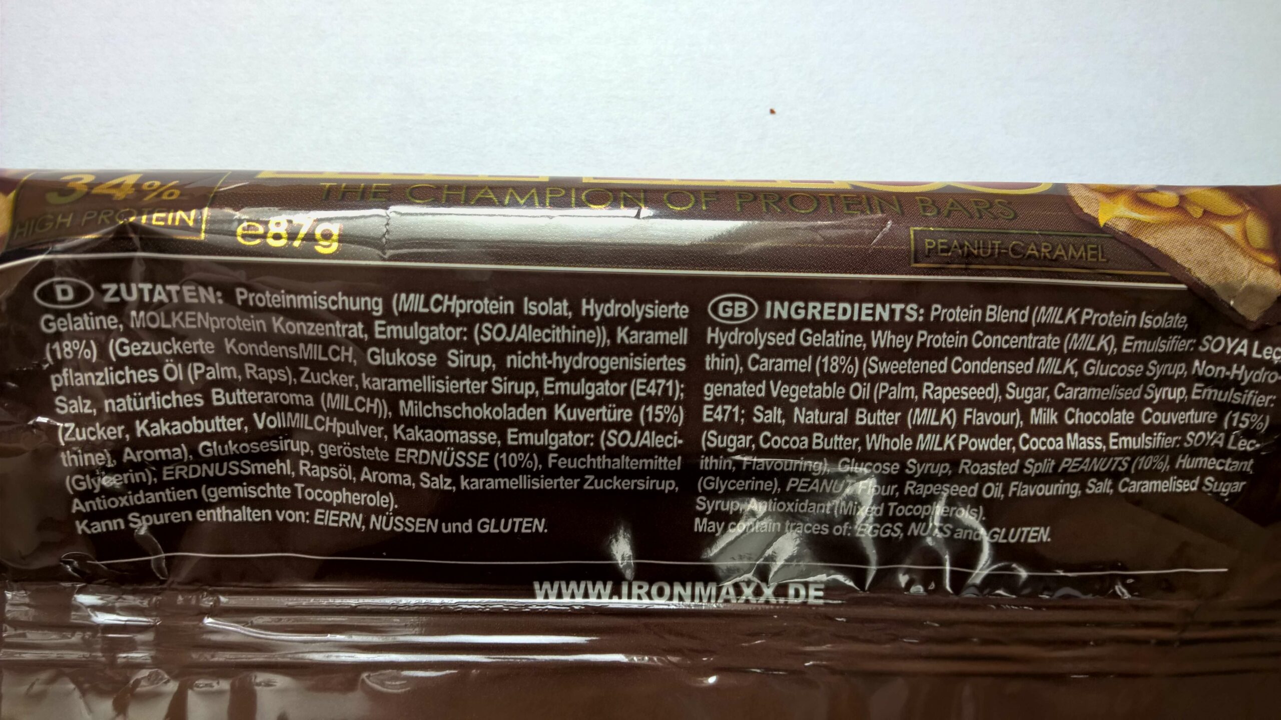 IronMaxx Imperius Protein Bar Erdnuss-Karamell Inhaltsstoffe