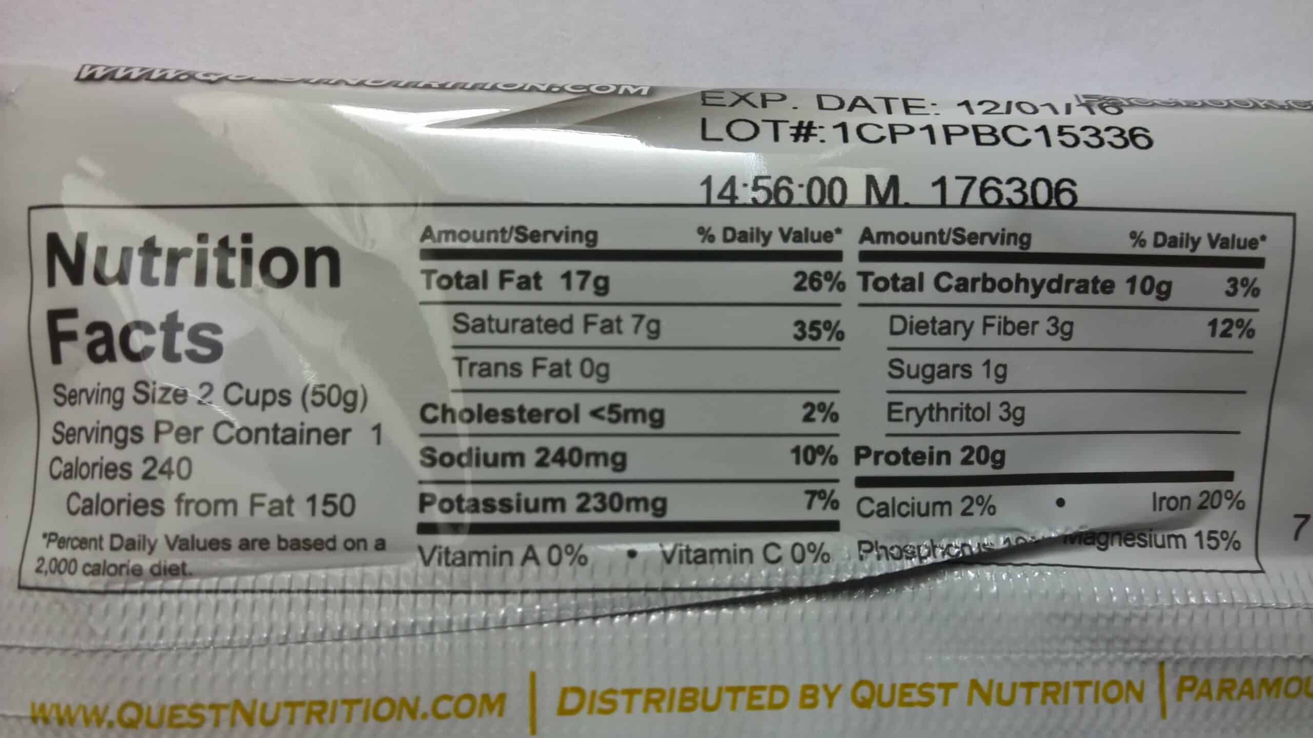 Quest Nutrition Cravings Protein Peanut Butter Cups Nährwerte