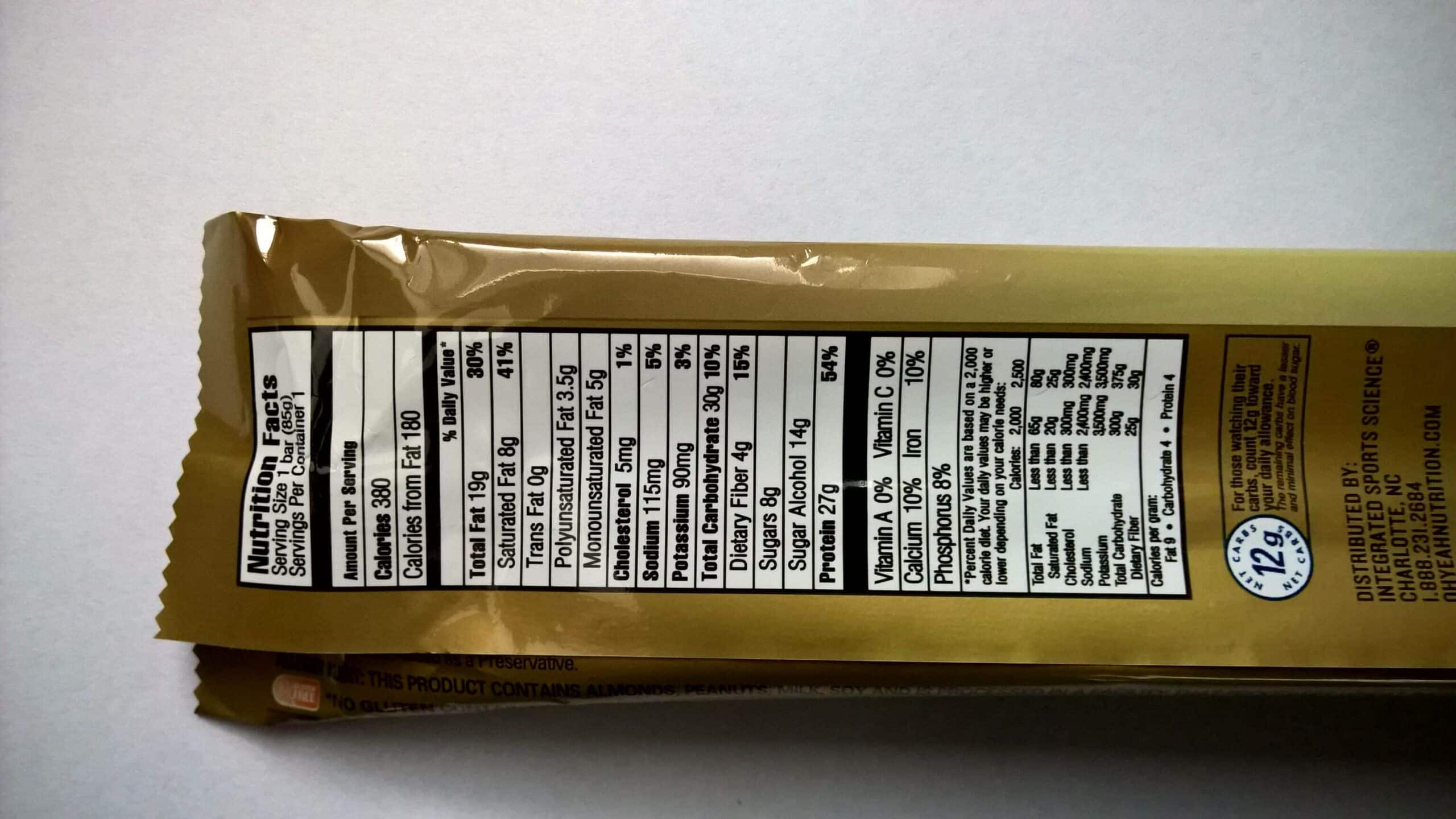 ISS Oh Yeah! Protein Riegel Peanut Butter & Caramel Nährwerte
