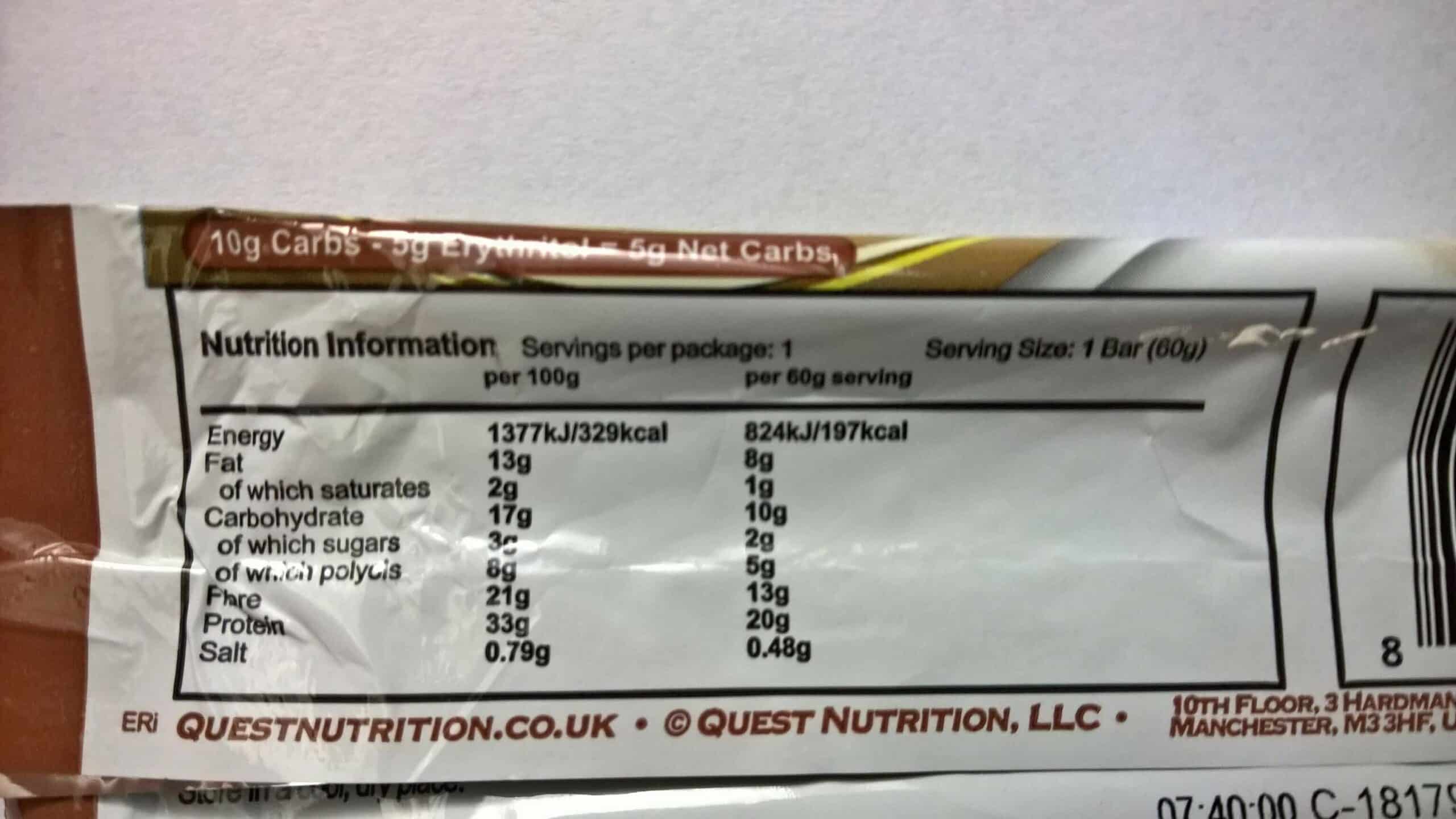 Quest Nutrition Quest Bar Banana Nut Muffin Nährwerte