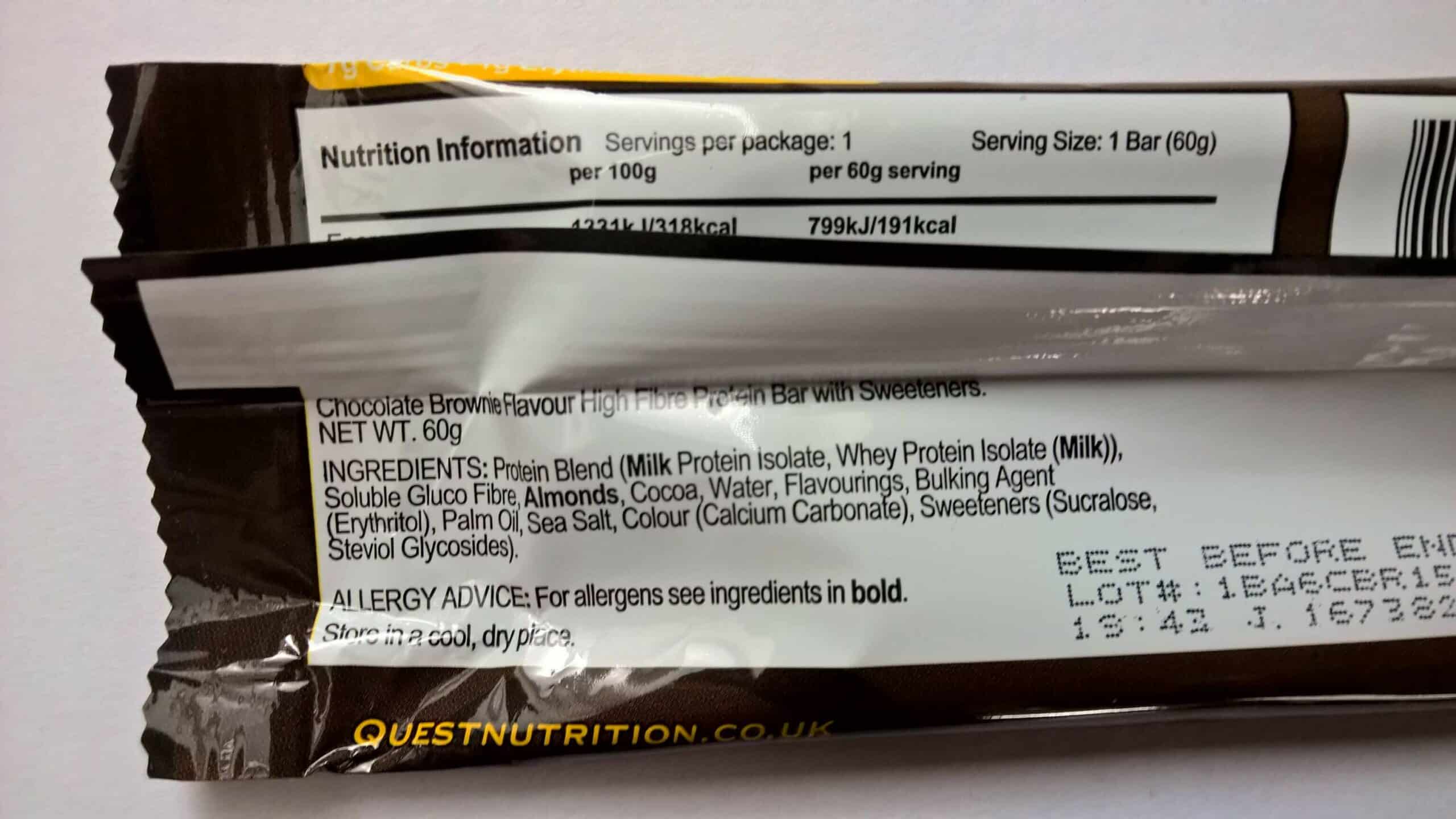 Quest Nutrition Quest Bar Chocolate Brownie Inhaltsstoffe