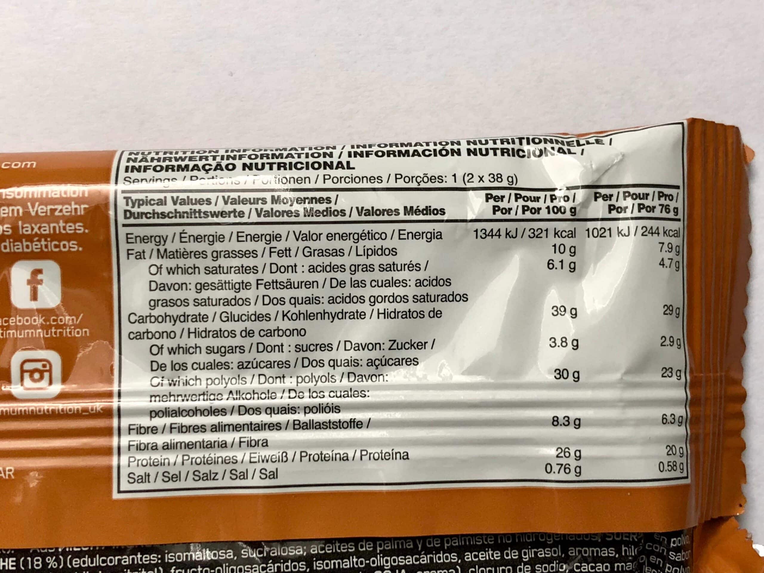 Optimum Nutrition Protein Whipped Bites Salted Caramel Nährwerte