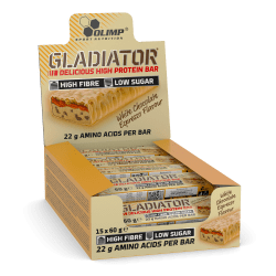 Olimp Gladiator High Protein Bar - 15x60g - White Chocolate Espresso