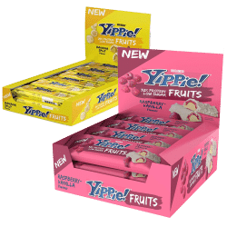 Weider 4 x YIPPIE! Bar Fruits Raspberry Vanilla & Banana Split (48x45g)